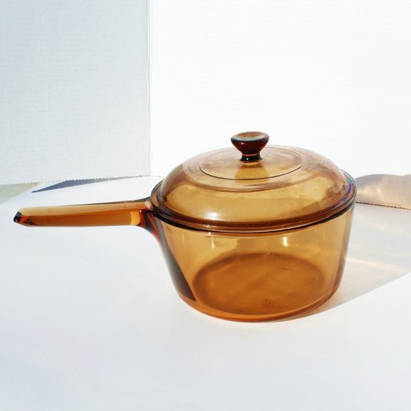 Vintage Visions Corning / PYREX Amber / Brown Glass Pan / Pot With Lid | France - Picture 1 of 6